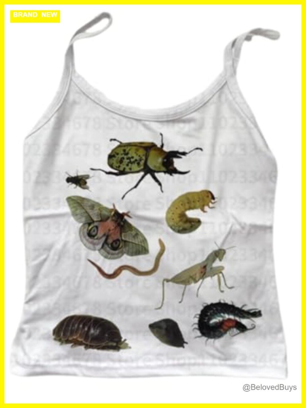 Y2K Whimsical Print Crop Cami Slim Fit Adjustable Straps